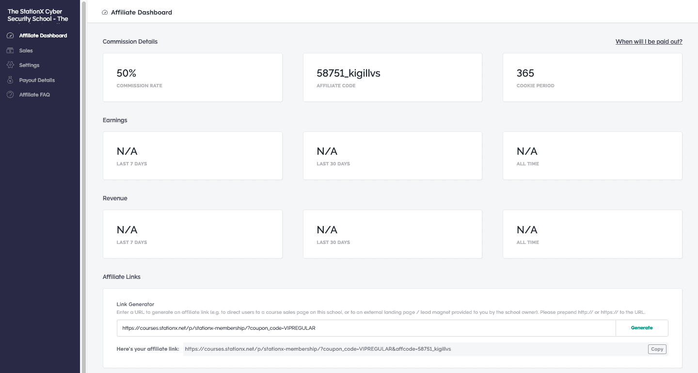 Teachable Affiliate Dashboard